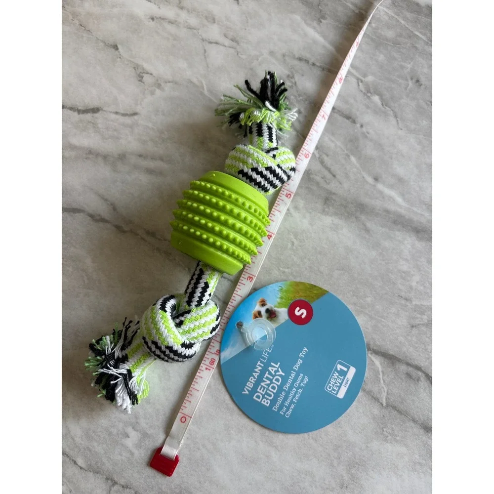 Vibrant Life Dental Buddy Dog Toy Small‎ Green New Chew Level 1 Rope Rubber